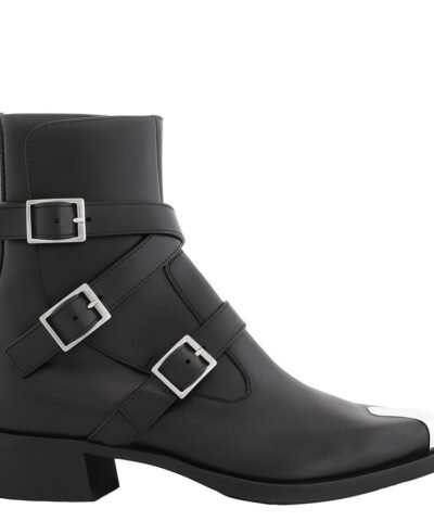 Alexander McQueen Black Punk Triple Strap Leather Boots