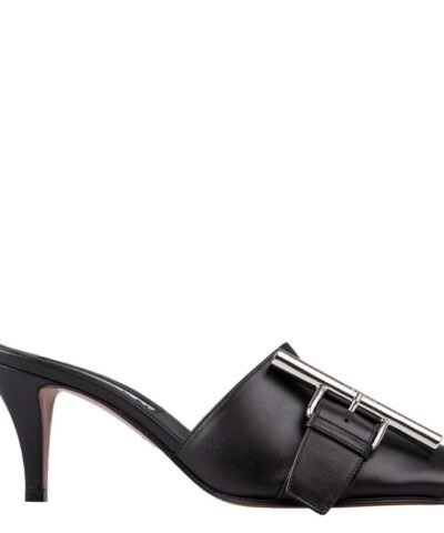 Alexander Mcqueen Ladies Black Francisco 70 mm Leather Mules