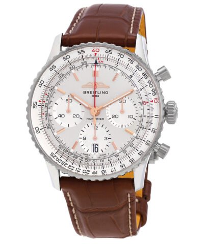 Breitling Navitime Chronograph Automatic Chronometer Silver Dial Men's Watch AB0139211G1P1