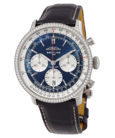 Breitling Navitimer 41mm B01 Chronograph Automatic Diamond Blue Dial Watch AB0139631C1P1