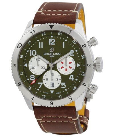 Breitling Super AVI Chronograph Automatic Chronometer Green Dial Men's Watch AB04452A1L1X1