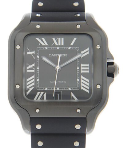 Cartier Santos Large Model Automatic Black Dial Black Rubber Men's Watch WSSA0039