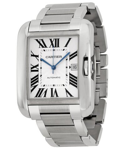 Cartier Tank Anglaise Silver Dial Stainless Steel Men's Watch W5310008