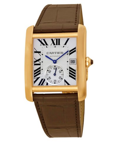Cartier Tank MC Mechanical 18kt Pink Gold Brown Leather Strap Men's Watch W5330001