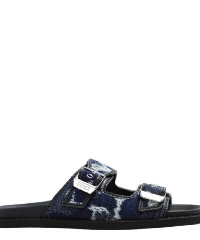 Fendi Engraved Logo Denim Slides