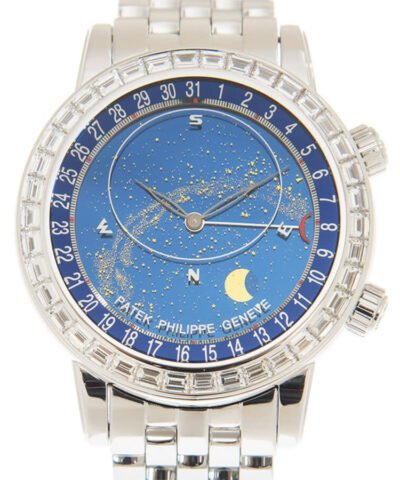 Patek Philippe Celestial Automatic Baguette Diamond Blue Dial Men's Watch 6104-1G-010