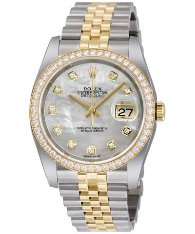 Rolex Datejust 36 Mother of Pearl Dial Stainless Steel and 18K Yellow Gold Jubilee Bracelet Automatic Ladies Watch 116243MDJ