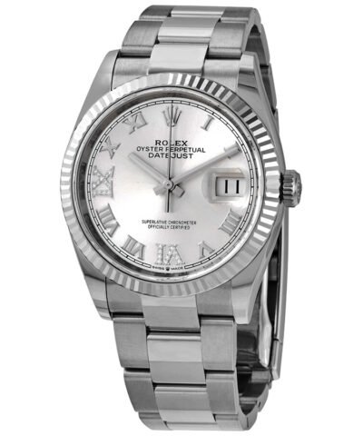 Rolex Datejust 36 Silver Diamond Dial Automatic Ladies Oyster Watch 126234SRDO