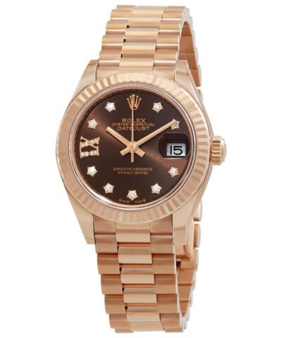 Rolex Lady Datejust Chocolate Dial 18K Everose Gold Diamond Automatic Watch 279175CHRDP