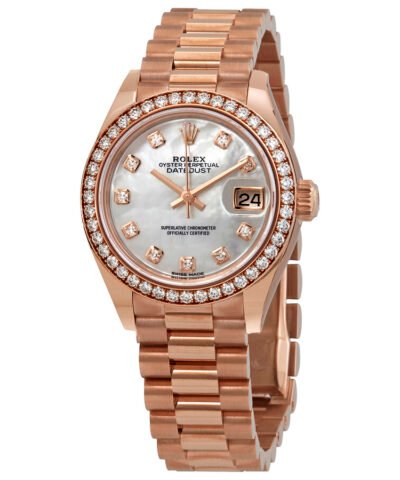 Rolex Lady-Datejust Mother of Pearl Diamond Dial Automatic Ladies 18kt Everose Gold President Watch 279135MDP