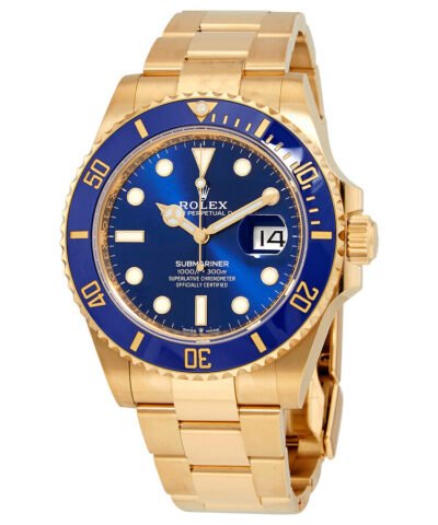 Rolex Submariner Blue Dial 18K Yellow Gold Oyster Bracelet Automatic Men's Watch 126618LBBLSO