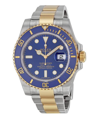 Rolex Submariner Blue Dial Stainless Steel and 18K Yellow Gold Bracelet Automatic Men's Watch 116613BLSO